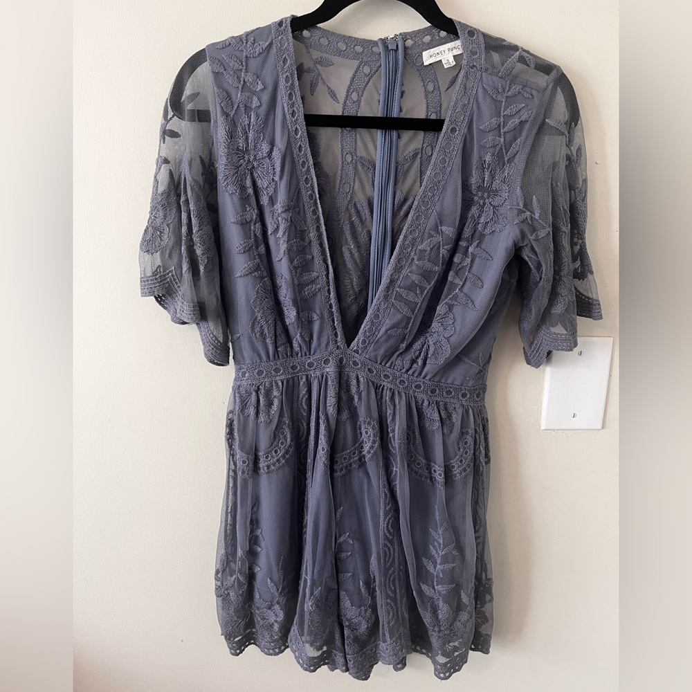 Honey Punch Bohemian Embroidered Lace Romper